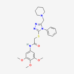 molecular formula C25H31N5O4S B7456186 2-[[4-phenyl-5-(piperidin-1-ylmethyl)-1,2,4-triazol-3-yl]sulfanyl]-N-(3,4,5-trimethoxyphenyl)acetamide 