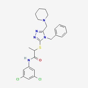 molecular formula C24H27Cl2N5OS B7456196 2-[[4-benzyl-5-(piperidin-1-ylmethyl)-1,2,4-triazol-3-yl]sulfanyl]-N-(3,5-dichlorophenyl)propanamide 