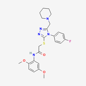 molecular formula C24H28FN5O3S B7456207 N-(2,5-dimethoxyphenyl)-2-[[4-(4-fluorophenyl)-5-(piperidin-1-ylmethyl)-1,2,4-triazol-3-yl]sulfanyl]acetamide 