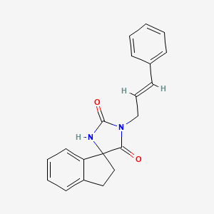 molecular formula C20H18N2O2 B7456211 3'-[(E)-3-phenylprop-2-enyl]spiro[1,2-dihydroindene-3,5'-imidazolidine]-2',4'-dione 