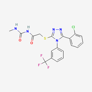 molecular formula C19H15ClF3N5O2S B7456246 2-[[5-(2-chlorophenyl)-4-[3-(trifluoromethyl)phenyl]-1,2,4-triazol-3-yl]sulfanyl]-N-(methylcarbamoyl)acetamide 