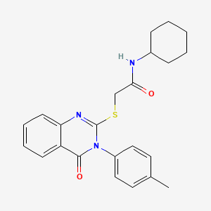 molecular formula C23H25N3O2S B7456331 N-cyclohexyl-2-[3-(4-methylphenyl)-4-oxoquinazolin-2-yl]sulfanylacetamide 