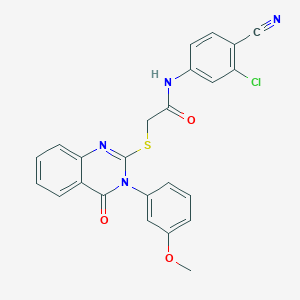 molecular formula C24H17ClN4O3S B7456340 N-(3-chloro-4-cyanophenyl)-2-[3-(3-methoxyphenyl)-4-oxoquinazolin-2-yl]sulfanylacetamide 