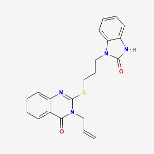 molecular formula C21H20N4O2S B7456343 2-[3-(2-oxo-3H-benzimidazol-1-yl)propylsulfanyl]-3-prop-2-enylquinazolin-4-one 