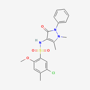 molecular formula C19H20ClN3O4S B7456433 5-chloro-N-(1,5-dimethyl-3-oxo-2-phenyl-2,3-dihydro-1H-pyrazol-4-yl)-2-methoxy-4-methylbenzene-1-sulfonamide 