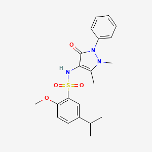 molecular formula C21H25N3O4S B7456440 N-(1,5-dimethyl-3-oxo-2-phenyl-2,3-dihydro-1H-pyrazol-4-yl)-2-methoxy-5-(propan-2-yl)benzene-1-sulfonamide 