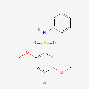 molecular formula C15H16BrNO4S B7456499 4-bromo-2,5-dimethoxy-N-(2-methylphenyl)benzene-1-sulfonamide 