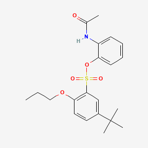molecular formula C21H27NO5S B7456543 2-Acetamidophenyl 5-tert-butyl-2-propoxybenzene-1-sulfonate 