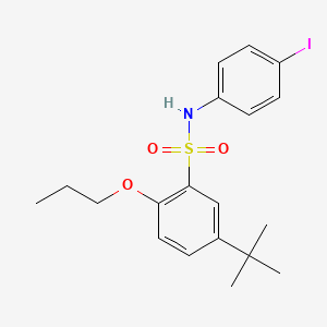 molecular formula C19H24INO3S B7456618 5-tert-butyl-N-(4-iodophenyl)-2-propoxybenzene-1-sulfonamide 