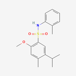 molecular formula C18H23NO3S B7456641 2-methoxy-4-methyl-N-(2-methylphenyl)-5-(propan-2-yl)benzene-1-sulfonamide 