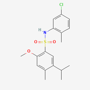 molecular formula C18H22ClNO3S B7456664 N-(5-chloro-2-methylphenyl)-2-methoxy-4-methyl-5-(propan-2-yl)benzene-1-sulfonamide 