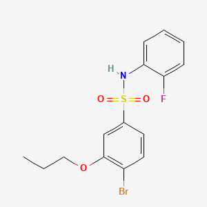 molecular formula C15H15BrFNO3S B7456694 4-bromo-N-(2-fluorophenyl)-3-propoxybenzene-1-sulfonamide 