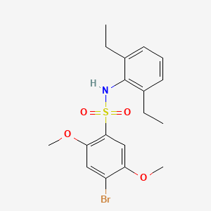molecular formula C18H22BrNO4S B7456708 4-bromo-N-(2,6-diethylphenyl)-2,5-dimethoxybenzene-1-sulfonamide 