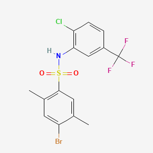molecular formula C15H12BrClF3NO2S B7456733 4-bromo-N-[2-chloro-5-(trifluoromethyl)phenyl]-2,5-dimethylbenzene-1-sulfonamide 