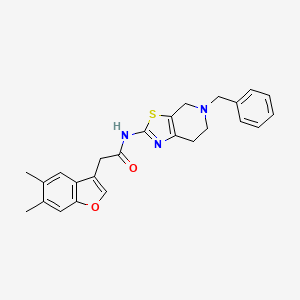 molecular formula C25H25N3O2S B7456806 N-(5-benzyl-6,7-dihydro-4H-[1,3]thiazolo[5,4-c]pyridin-2-yl)-2-(5,6-dimethyl-1-benzofuran-3-yl)acetamide 