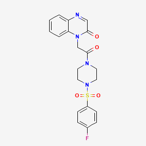molecular formula C20H19FN4O4S B7456810 1-[2-[4-(4-Fluorophenyl)sulfonylpiperazin-1-yl]-2-oxoethyl]quinoxalin-2-one 