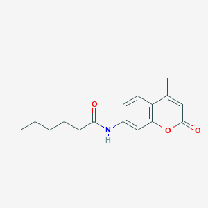 molecular formula C16H19NO3 B7456817 N-(4-methyl-2-oxo-chromen-7-yl)hexanamide 