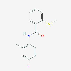 molecular formula C15H14FNOS B7456820 N-(4-fluoro-2-methylphenyl)-2-methylsulfanylbenzamide 