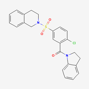 molecular formula C24H21ClN2O3S B7456828 [2-chloro-5-(3,4-dihydro-1H-isoquinolin-2-ylsulfonyl)phenyl]-(2,3-dihydroindol-1-yl)methanone 