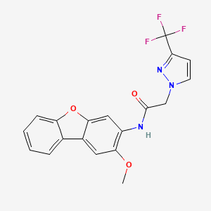 molecular formula C19H14F3N3O3 B7456833 N-(2-methoxydibenzofuran-3-yl)-2-[3-(trifluoromethyl)pyrazol-1-yl]acetamide 