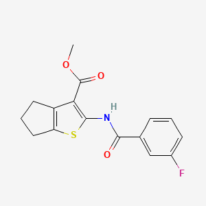 molecular formula C16H14FNO3S B7456871 methyl 2-[(3-fluorobenzoyl)amino]-5,6-dihydro-4H-cyclopenta[b]thiophene-3-carboxylate 