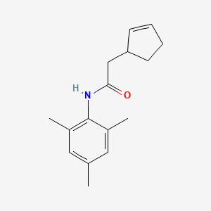 molecular formula C16H21NO B7456886 2-cyclopent-2-en-1-yl-N-(2,4,6-trimethylphenyl)acetamide 