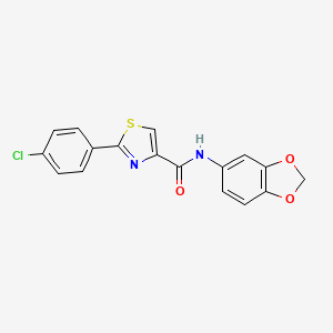 molecular formula C17H11ClN2O3S B7456911 N-(1,3-benzodioxol-5-yl)-2-(4-chlorophenyl)-1,3-thiazole-4-carboxamide 