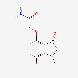 molecular formula C12H12FNO3 B7456918 2-[(7-Fluoro-1-methyl-3-oxo-1,2-dihydroinden-4-yl)oxy]acetamide 