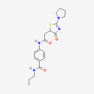molecular formula C19H24N4O3S B7456922 4-[[2-(4-oxo-2-pyrrolidin-1-yl-1,3-thiazol-5-yl)acetyl]amino]-N-propylbenzamide 