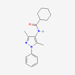 molecular formula C18H23N3O B7456938 N-(3,5-dimethyl-1-phenylpyrazol-4-yl)cyclohexanecarboxamide 