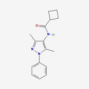 molecular formula C16H19N3O B7456942 N-(3,5-dimethyl-1-phenylpyrazol-4-yl)cyclobutanecarboxamide 