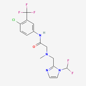 molecular formula C15H14ClF5N4O B7456944 N-[4-chloro-3-(trifluoromethyl)phenyl]-2-[[1-(difluoromethyl)imidazol-2-yl]methyl-methylamino]acetamide 