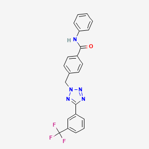 molecular formula C22H16F3N5O B7456955 N-phenyl-4-[[5-[3-(trifluoromethyl)phenyl]tetrazol-2-yl]methyl]benzamide 