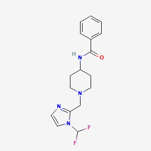 molecular formula C17H20F2N4O B7456967 N-[1-[[1-(difluoromethyl)imidazol-2-yl]methyl]piperidin-4-yl]benzamide 