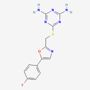 molecular formula C13H11FN6OS B7457039 6-[[5-(4-Fluorophenyl)-1,3-oxazol-2-yl]methylsulfanyl]-1,3,5-triazine-2,4-diamine 