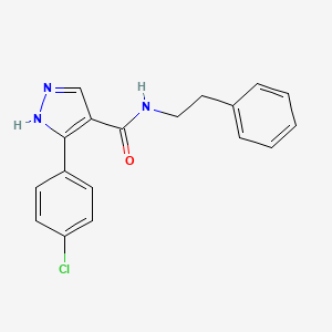 molecular formula C18H16ClN3O B7457042 5-(4-chlorophenyl)-N-(2-phenylethyl)-1H-pyrazole-4-carboxamide 
