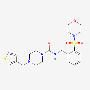 molecular formula C21H28N4O4S2 B7457051 N-[(2-morpholin-4-ylsulfonylphenyl)methyl]-4-(thiophen-3-ylmethyl)piperazine-1-carboxamide 