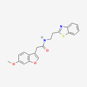 molecular formula C20H18N2O3S B7457085 N-[2-(1,3-benzothiazol-2-yl)ethyl]-2-(6-methoxy-1-benzofuran-3-yl)acetamide 