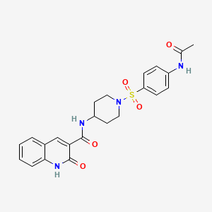 molecular formula C23H24N4O5S B7457155 N-[1-(4-acetamidophenyl)sulfonylpiperidin-4-yl]-2-oxo-1H-quinoline-3-carboxamide 