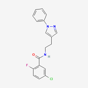 molecular formula C18H15ClFN3O B7457156 5-chloro-2-fluoro-N-[2-(1-phenylpyrazol-4-yl)ethyl]benzamide 