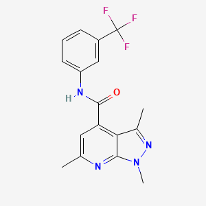 molecular formula C17H15F3N4O B7457190 1,3,6-trimethyl-N-(3-(trifluoromethyl)phenyl)-1H-pyrazolo[3,4-b]pyridine-4-carboxamide 