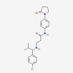 molecular formula C23H28ClN3O2 B7457200 3-[[1-(4-chlorophenyl)-2-methylpropyl]amino]-N-[4-(2-oxopyrrolidin-1-yl)phenyl]propanamide 
