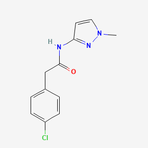 molecular formula C12H12ClN3O B7457274 2-(4-chlorophenyl)-N-(1-methylpyrazol-3-yl)acetamide 