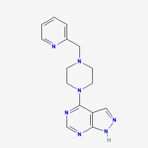 molecular formula C15H17N7 B7457280 4-[4-(pyridin-2-ylmethyl)piperazin-1-yl]-1H-pyrazolo[3,4-d]pyrimidine 
