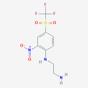 molecular formula C9H10F3N3O4S B7457285 N'-[2-nitro-4-(trifluoromethylsulfonyl)phenyl]ethane-1,2-diamine 