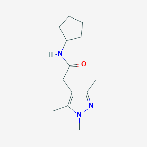 molecular formula C13H21N3O B7457331 N-cyclopentyl-2-(1,3,5-trimethylpyrazol-4-yl)acetamide 