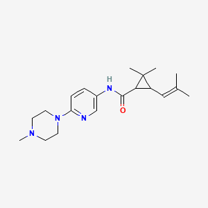 molecular formula C20H30N4O B7457335 2,2-dimethyl-N-[6-(4-methylpiperazin-1-yl)pyridin-3-yl]-3-(2-methylprop-1-enyl)cyclopropane-1-carboxamide 