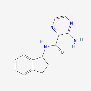 molecular formula C14H14N4O B7457384 3-amino-N-(2,3-dihydro-1H-inden-1-yl)pyrazine-2-carboxamide 