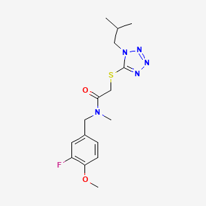 molecular formula C16H22FN5O2S B7457396 N-[(3-fluoro-4-methoxyphenyl)methyl]-N-methyl-2-[1-(2-methylpropyl)tetrazol-5-yl]sulfanylacetamide 
