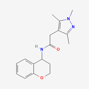 molecular formula C17H21N3O2 B7457440 N-(3,4-dihydro-2H-chromen-4-yl)-2-(1,3,5-trimethylpyrazol-4-yl)acetamide 